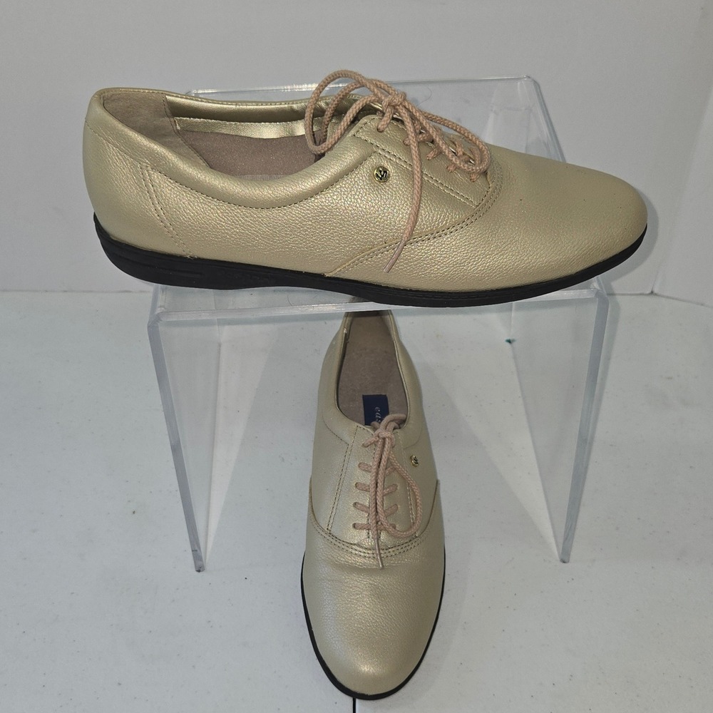 Easy Spirit Motion Womens 7.5 3A Metallic Gold Leather Walking Shoes AC263